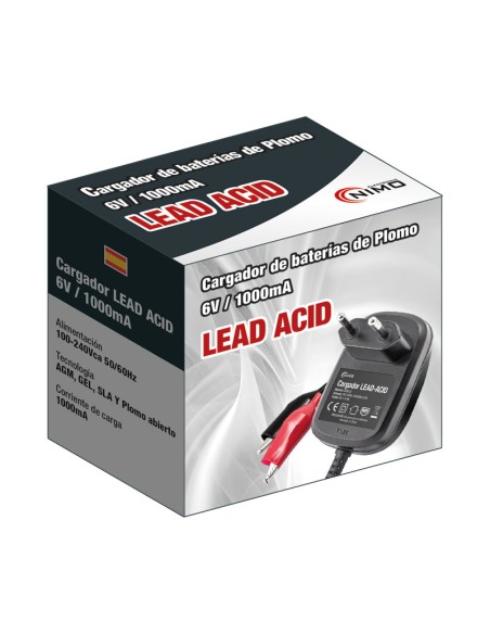 CARGADOR BATERIAS DE PLOMO 6V/1A CAR012