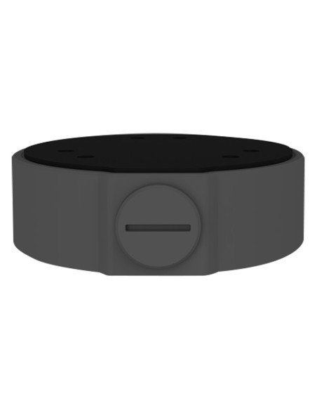 CAJA DE CONEXIONES - PARA CÁMARAS DOMO - APTO PARA USO EXTERIOR - INSTALACIÓN EN TECHO O PARED - PASADOR DE CABLES - COLOR NEGRO