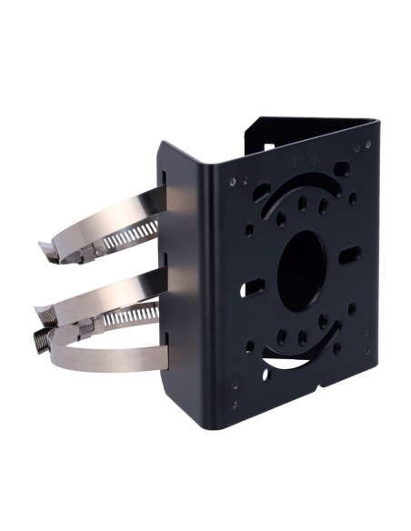 SOPORTE PARA MÁSTILES - PARA CÁMARAS DOMO - APTO PARA USO EXTERIOR - RANGO DIÁMETRO 67~127 MM - COLOR NEGRO | 136 (AL) X 127 (AN
