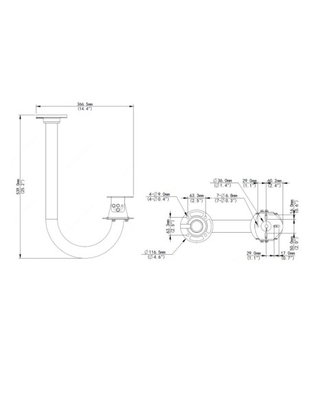 SOPORTE DE PARED - PARA DOMOS MOTORIZADAS - APTO PARA USO EN EXTERIOR Y INTERIOR - COLOR BLANCO - PASADOR DE CABLES - 539 MM (AL