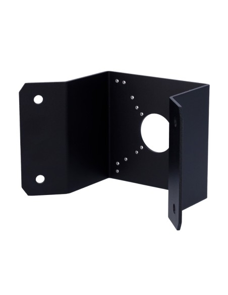 SOPORTE DE ESQUINA - PARA CÁMARAS BULLET Y DOMO - APTO PARA USO EN EXTERIOR - COLOR NEGRO - PASADOR DE CABLES - 116 MM (AL) X 12