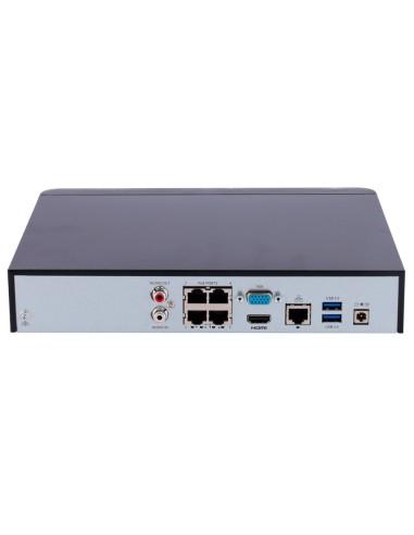 GRABADOR NVR PARA CÁMARAS IP - GAMA PRIME - 4 CH VÍDEO / COMPRESIÓN ULTRA H.265 - 4 CANALES POE - RESOLUCIÓN MÁXIMA 8MPX - ANCHO