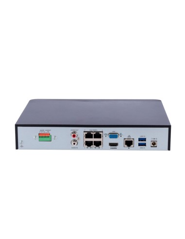 GRABADOR NVR PARA CÁMARAS IP - GAMA PRIME - 4 CH VÍDEO / COMPRESIÓN ULTRA H.265 - 4 CANALES POE - RESOLUCIÓN MÁXIMA 8MPX - ANCHO