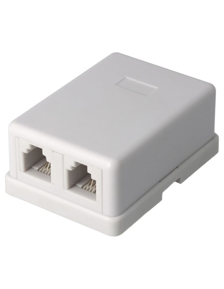 ROSETA MURAL CON 2 HEMBRAS LATERALES RJ11, BLANCO CON062