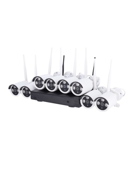 KIT CCTV WIFI NIVIAN - NVR 10 CANALES - 8 CÁMARAS 3 MPX PREREGISTRADAS - CÁMARAS ADICIONALES NV-CAM30W - ESPACIO PARA 1 DISCO DU