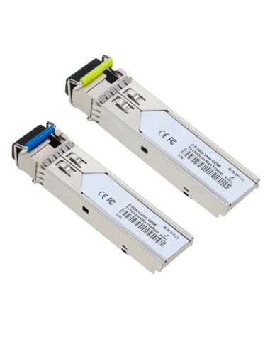 PAREJA DE MÓDULOS TRANSCEPTORES SFP INDUSTRIALES - TX 1550/1310 NM RX 1310/1550 NM - FIBRA MONOMODO - CONECTOR LC SIMPLEX - BIDI