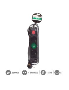 BASE MULTIPLE 4T + INTERRUPTOR (3X1.0MM) 1,5M NEGRA