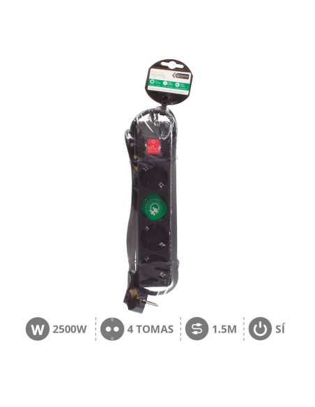 BASE MULTIPLE 4T + INTERRUPTOR (3X1.0MM) 1,5M NEGRA