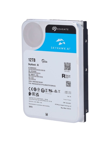 DISCO DURO SEAGATE SKYHAWK AI ST12000VE003 - CAPACIDAD 12 TB - INTERFAZ SATA 6 GB/S - DISEÑADO PARA SISTEMAS NVR CON IA - SUELTO