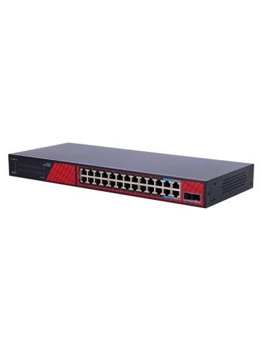 SAFIRE SWITCH HI-POE - 24 PUERTOS + 2 SFP UPLINK + 2 UPLINK RJ45 - VELOCIDAD DE PUERTOS FAST ETHERNET 10/100 MBPS - 22 PUERTOS P