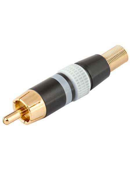 CONECTOR RCA MACHO AÉREO METÁLICO, BLANC