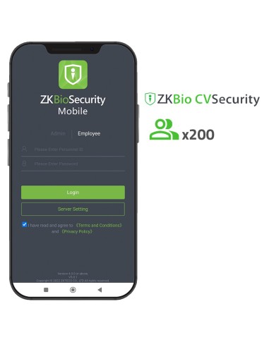 LICENCIA APP DE ZKBIO CVSECURITY - CAPACIDAD 200 USUARIOS - APERTURA CON CÓDIGOS QR DINÁMICOS - APTA PARA ANDROID Y IOS - NECESA