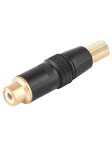 CONECTOR RCA HEMBRA AÉREO METÁLICO, NEGR