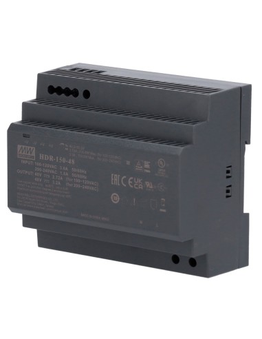 FUENTE DE ALIMENTACIÓN - SALIDA DC 48 V / 3.2 A / 150 W - 2 SALIDAS - 178 (AN) X 97 (AL) X 38 (FO) MM - MONTAJE EN CARRIL DIN -