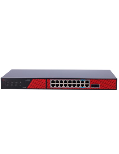 SAFIRE SWITCH HI-POE - 16 PUERTOS POE + 2 SFP + 2 RJ45 - VELOCIDAD DE PUERTOS GIGABIT 10/100/1000MBPS - 14 PUERTOS POE+ 30W + 2