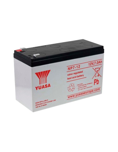 YUASA NP7-12 - BATERÍA RECARGABLE - TECNOLOGÍA PLOMO ÁCIDO AGM - CAPACIDAD 7 AH / 12 V - 65 X 151 X 97.5 / 2200 G - PARA RESPALD