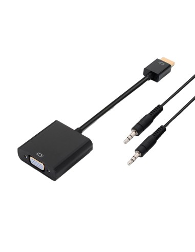 HDMI CONVERTER - VGA + AUDIO - HDMI MALE INPUT  - INCLUDES 3'5MM MALE-MALE 1 METER JACK CABLE - SVGA OUTPUT (D-SUB 15) + JACK 3