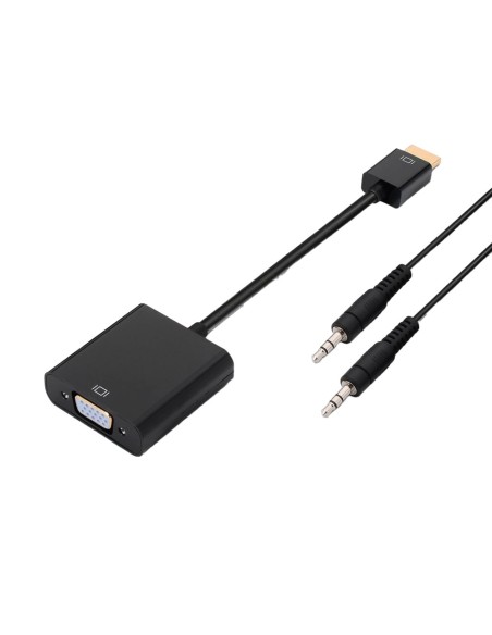HDMI CONVERTER - VGA + AUDIO - HDMI MALE INPUT  - INCLUDES 3'5MM MALE-MALE 1 METER JACK CABLE - SVGA OUTPUT (D-SUB 15) + JACK 3