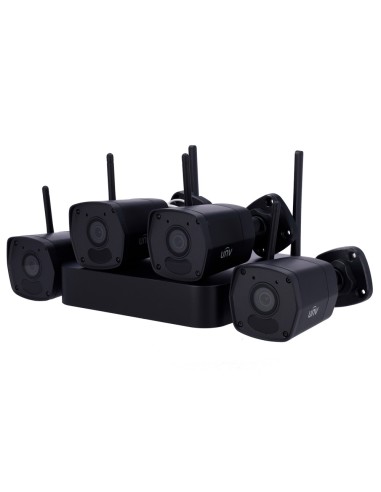 KIT DE VIDEOVIGILANCIA UNIVIEW EN COLOR NEGRO - CONEXIÓN ETHERNET Y WIFI - NVR 4 CANALES IP - 4 CÁMARAS BULLET IP67 - PLUG &AMP;