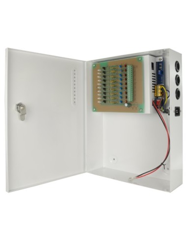 CAJA DE DISTRIBUCIÓN DE ALIMENTACIÓN - 1 ENTRADA AC 110 V ~ 220 V - 9 SALIDAS POR PAR DE COBRE - PROTECCIÓN POR FUSIBLE PTC REAR