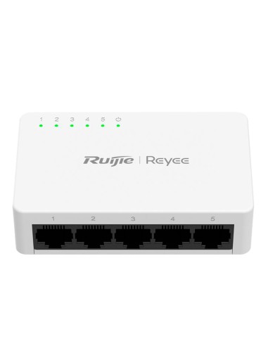 REYEE SWITCH SOBREMESA - CARCASA PLÁSTICO - 5 PUERTOS RJ45 - VELOCIDAD 10/100/1000 MBPS - PLUG AND PLAY - TECNOLOGÍA AHORRO DE E