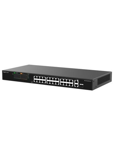 REYEE SWITCH POE ENRACABLE - 24 PUERTOS RJ45 + 1 UPLINK RJ45 + 1 SFP COMBO - 24 PUERTOS 10/100MBPS + 2 PUERTOS 10/100/1000MBP -