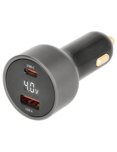 CARGADOR RAPIDO DE COCHE 12/24V USB-C + USB-A PD 65W CAR430