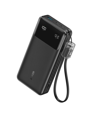 ANKER POWER BANK CON PANTALLA - CAPACIDAD 20000MAH  - ENTRADAS 2X USB-C - SALIDAS 2X USB-C, USB-A - CARGA 3 DISPOSITIVOS A LA VE