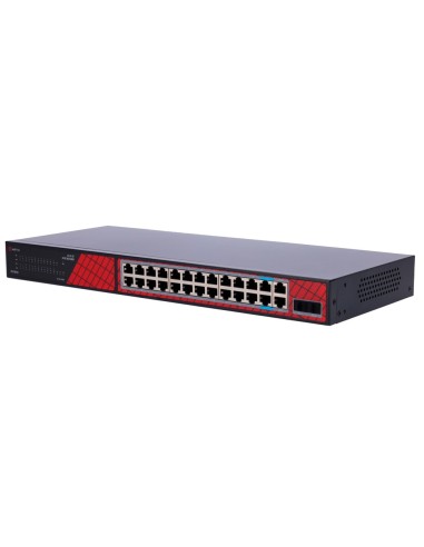 SAFIRE SWITCH HI-POE - 24 PUERTOS + 2 SFP UPLINK + 2 UPLINK RJ45 - VELOCIDAD DE PUERTOS GIGABIT 10/100/1000 MBPS - 22 PUERTOS PO