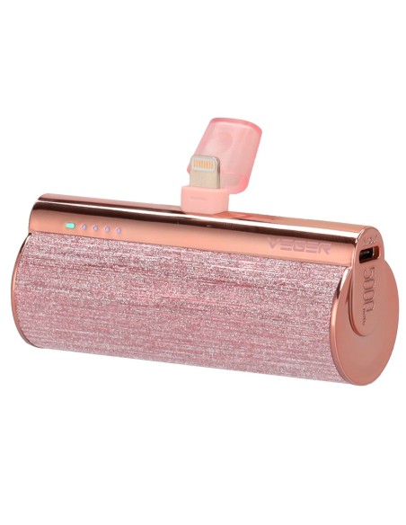 VEGER MINI POWER BANK WITH LEDS FOR CHARGING - CAPACITY 5000MAH - USB-C INPUT - LIGHTNING CONNECTOR OUTPUT - LOAD 1 DEVICE - ME