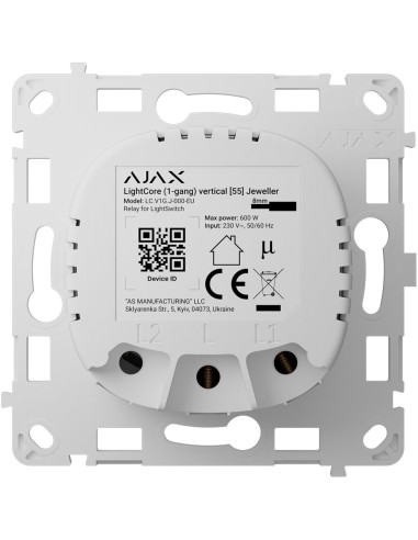 RELÉ INTERRUPTOR INTELIGENTE SIMPLE VERTICAL - INALÁMBRICO 868 MHZ JEWELLER - ALCANCE DE COMUNICACIÓN HASTA 1100 M - ALIMENTACIÓ