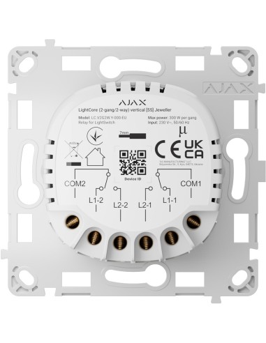 RELÉ INTERRUPTOR INTELIGENTE DOBLE Y CONMUTABLE - INALÁMBRICO 868 MHZ JEWELLER - ALCANCE DE COMUNICACIÓN HASTA 1100 M - ALIMENTA