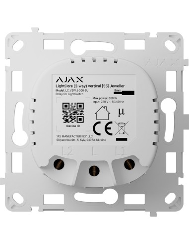 RELÉ PARA INTERRUPTOR DE LUZ CONMUTABLE VERTICAL - INALÁMBRICO 868 MHZ JEWELLER - ALCANCE DE COMUNICACIÓN HASTA 1100 M - ALIMENT