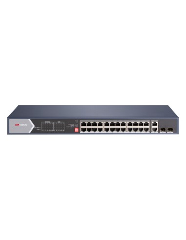 SWITCH POE HIKVISION - 24 RJ45 GIGABIT + 4 UPLINK GIGABIT RJ45/SFP - 20 POE+ 802.3AF/AT + 4 HI-POE 802.3AF/AT/BT - HASTA 370W DE