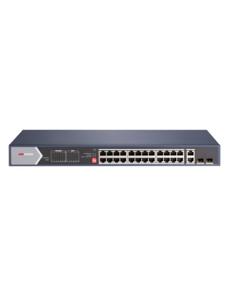 SWITCH POE HIKVISION - 24 RJ45 GIGABIT + 4 UPLINK GIGABIT RJ45/SFP - 20 POE+ 802.3AF/AT + 4 HI-POE 802.3AF/AT/BT - HASTA 370W DE