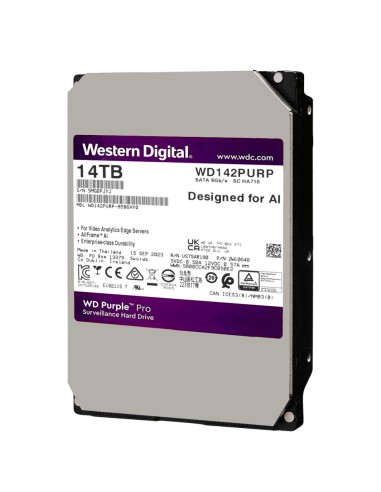 DISCO DURO WESTERN DIGITAL - CAPACIDAD 14 TB - INTERFAZ SATA 6 GB/S - MODELO WD142PURP - ESPECIAL PARA VIDEOGRABADORES - SUELTO