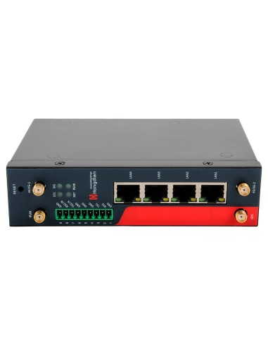 HONGDIAN ROUTER INDUSTRIAL 4G - 4G CAT 4 - 4 PUERTOS POE+ ETHERNET RJ45 10/100/1000  - RANURA TARJETA SIM 4G/3G - PUERTOS RS232/