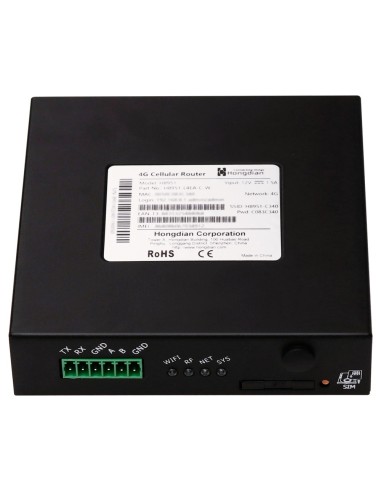 HONGDIAN ROUTER INDUSTRIAL 4G - 4G CAT 4 - GPS - 2 PUERTOS ETHERNET RJ45 FAST ETHERNET  - RANURA TARJETA SIM 4G/3G - PUERTOS RS2