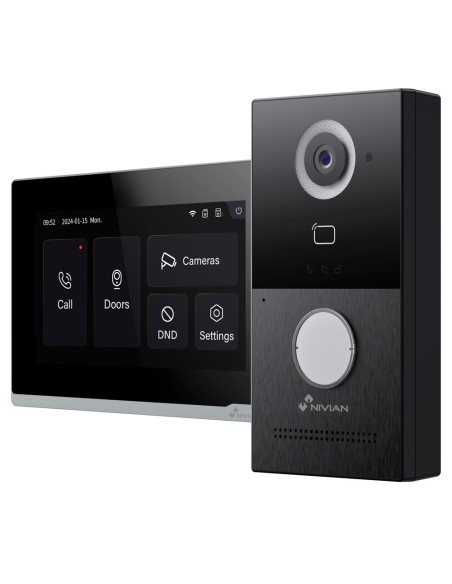 KIT DE VIDEOPORTERO NIVIAN 2 HILOS - PLACA DE CALLE 2 HILOS + MONITOR WIFI - PLACA EXTERIOR IP65 / CÁMARA 1080P - LECTOR TARJETA