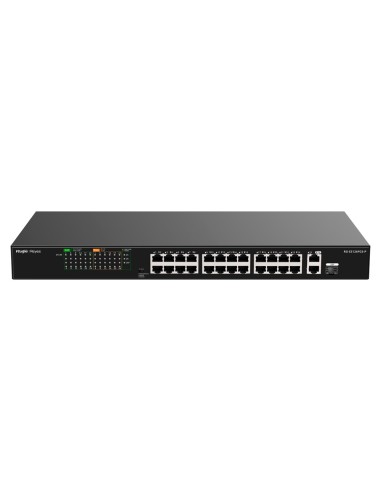 REYEE SWITCH POE SOBREMESA - 24 PUERTOS RJ45 + 1 UPLINK RJ45 + 1 SFP COMBO - 24 PUERTOS 10/100MBPS + 2 PUERTOS 10/100/1000MBP -