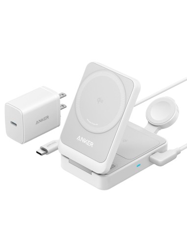 CARGADOR INALÁMBRICO 3 EN 1 ANKER - TECNOLOGÍA MAGSAFE - CARGA RÁPIDA: IPHONE, AIRPODS, APPLE WATCH - CARGA 3 DISPOSITIVOS A LA