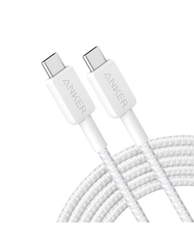 ANKER - CABLE USB2.0  - USB-C A USB-C - CABLE DE NYLON TRENZADO - LONGITUD 3M - CARGA RÁPIDA HASTA 60W | COLOR BLANCO