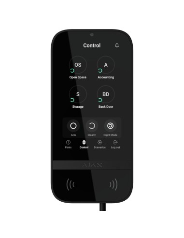 TECLADO CON PANTALLA IPS TÁCTIL Y LECTOR RFID - ARMADO/DESARMADO TOTAL O POR GRUPOS - CONTROL DE LOS ESCENARIOS DE AUTOMATIZACIÓ