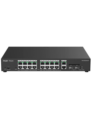 REYEE SWITCH POE CLOUD GESTIONABLE - 16 POE 802.3AF/AT + 2 SFP + 2 UPLINK RJ45 - 18 RJ45 10/100/1000MBPS + 2 SFP 10/100/1000 - 3