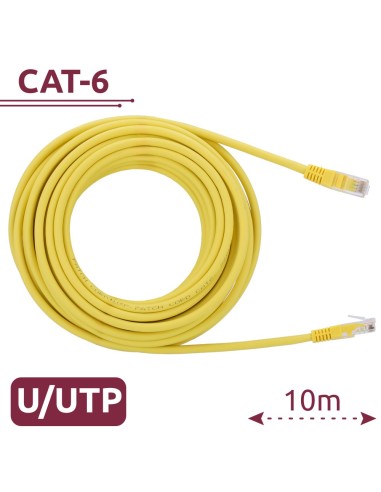 CABLE UTP - ETHERNET - CONECTORES RJ45 - CATEGORÍA 6 - 10 M - COLOR AMARILLO