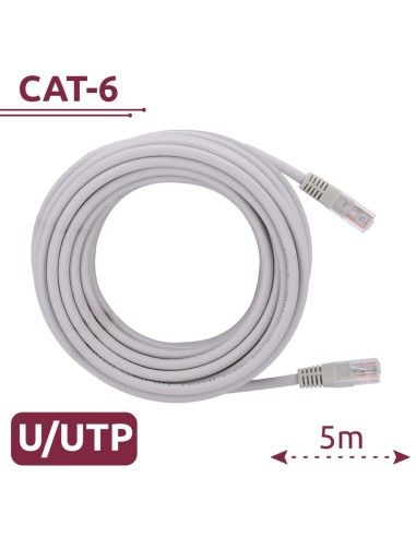 CABLE UTP - ETHERNET - CONECTORES RJ45 - CATEGORÍA 6 - 5 M - COLOR BLANCO