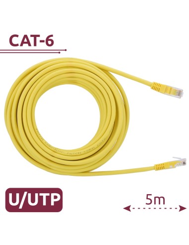 CABLE UTP - ETHERNET - CONECTORES RJ45 - CATEGORÍA 6 - 5 M - COLOR AMARILLO