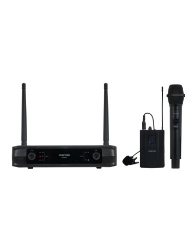 MICROFONO INALAMBRICO DOBLE DE MANO Y PETACA UHF, FRECUENCIA FIJA FONESTAR SONAIR-2MP