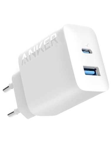 ANKER - CARGADOR USB - POTENCIA 20W - CARGA RÁPIDA  - SALIDA USB-C Y USB-A - COLOR BLANCO