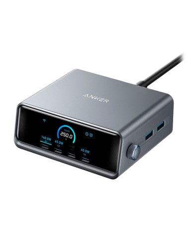 ANKER - CARGADOR DE ESCRITORIO - POTENCIA 250W - SALIDAS 4X USB-C, 2X USB-A - CARGA 4 DISPOSITIVOS A LA VEZ - PANTALLA LCD | TEC